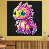 Schattige Baby-dinosaurus | Jurassic Joy Canvas Afdruk (Insitu (Woonkamer))