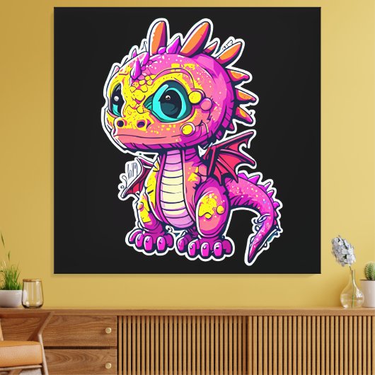 Schattige Baby-dinosaurus | Jurassic Joy Canvas Afdruk (Insitu (Woonkamer))