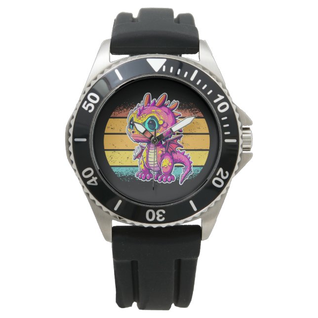 Schattige Baby-dinosaurus | Jurassic Joy Horloge (Voorkant)
