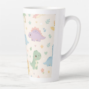 Schattige baby dinosaurus pastel naadloos patroon latte mok