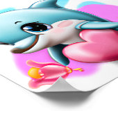 Schattige baby dolfijn met hartje voor Valentijn Poster (Hoek)