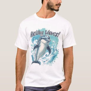 Schattige Baby Dolfijn T-Shirt Design, Retro Ocean