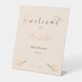 Schattige Baby Dove Baby shower Welkom Reclamebord Met Voetstuk