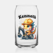 Schattige baby-draak die een mini-graafmachine geb blikvorm glas (Voorkant)