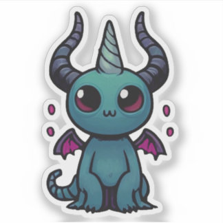 Schattige Baby Draak Duivel - Kawaii Fantasie Sticker