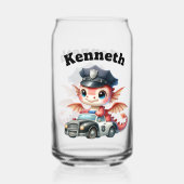 Schattige baby-draak in politieauto op patrouille blikvorm glas (Voorkant)