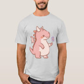 Schattige Baby-draak met een Paarse bloem T-shirt (Voorkant)