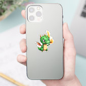 Schattige baby draak met fakkel licht sticker (Telefoon)