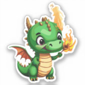Schattige baby draak met fakkel licht sticker (Voorkant)