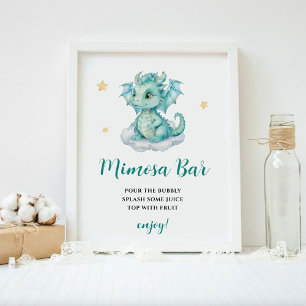 Schattige Baby Draak Mimosa Bar Poster