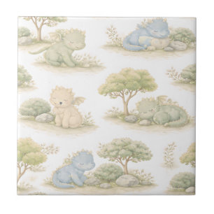 Schattige Baby Draak Pastel Bos Patroon (1) Tegeltje