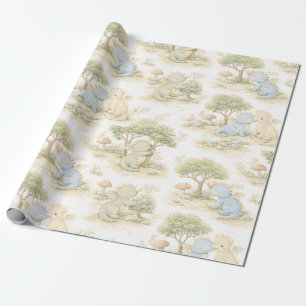 Schattige Baby Draak Pastel Bos Patroon (2) Cadeaupapier