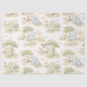 Schattige Baby Draak Pastel Bos Patroon (2) Tissuepapier