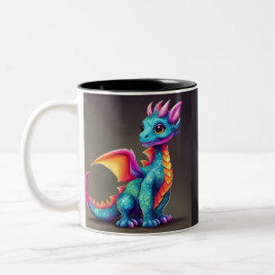 Schattige baby draak tweekleurige koffiemok