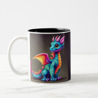 Schattige baby draak tweekleurige koffiemok