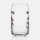 Schattige baby-draak verkleed als brandweerman blikvorm glas (Links)