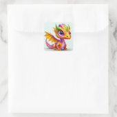 Schattige Baby Draak Vierkante Sticker (Tas)