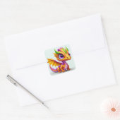 Schattige Baby Draak Vierkante Sticker (Envelop)