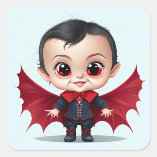 Schattige Baby Dracula Vierkante Sticker (Voorkant)