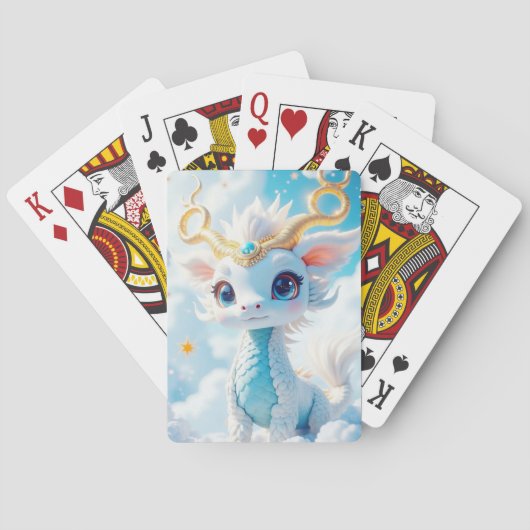 Schattige Baby Dragon in de wolken Pokerkaarten (Achterkant)