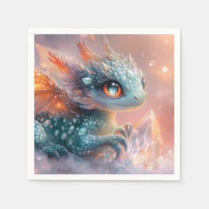 Schattige Baby Dragon met Crystal Gem: Fantasy Art Servet