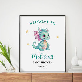 Schattige Baby Dragon Welkomstbord Poster