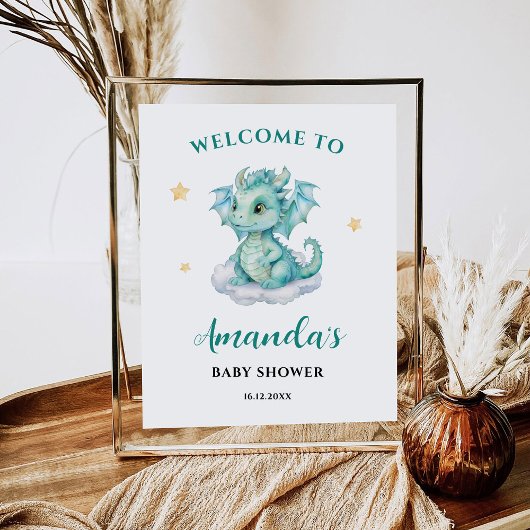 Schattige Baby Dragon Welkomstbord Poster