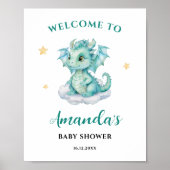 Schattige Baby Dragon Welkomstbord Poster (Voorkant)