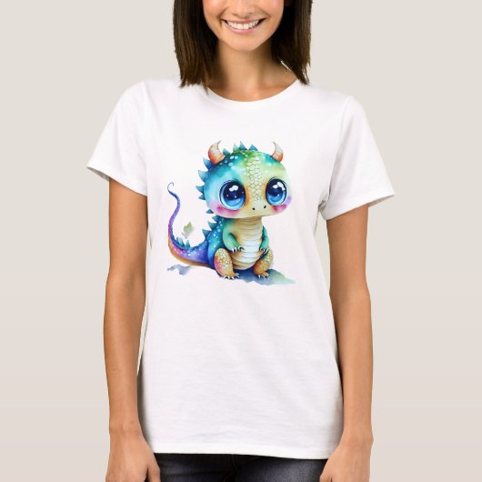 Schattige Baby Dragon Zittend op de grond T-shirt (Voorkant)