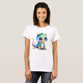 Schattige Baby Dragon Zittend op de grond T-shirt (Voorkant volledig)