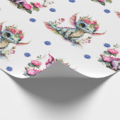 Schattige Baby Draken & Sneeuwvlokken op Wit Cadeaupapier (Hoek)