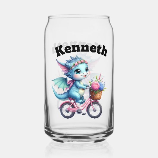 Schattige baby drakenfietsen in het voorjaar blikvorm glas (Voorkant)