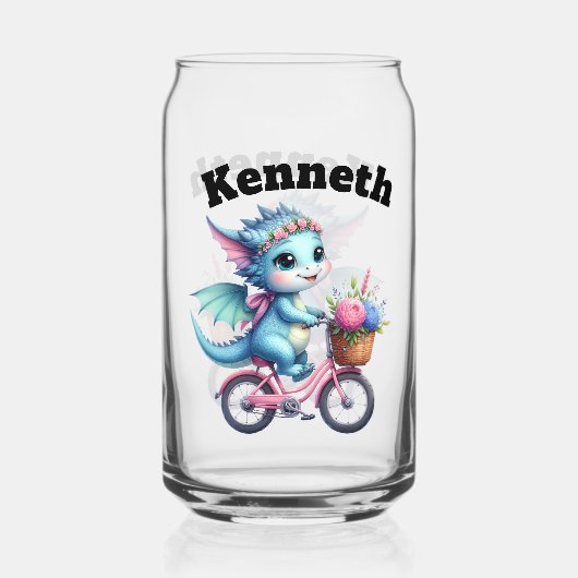 Schattige baby drakenfietsen in het voorjaar blikvorm glas (Achterkant)