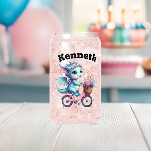 Schattige baby drakenfietsen in het voorjaar blikvorm glas (Insitu (Baby Shower))