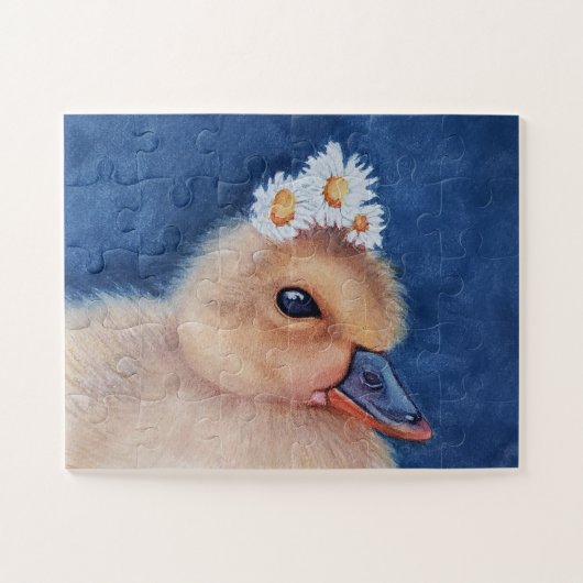 Schattige Baby Duck met White Daisies Legpuzzel (Horizontaal)