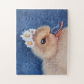 Schattige Baby Duck met White Daisies Legpuzzel (Verticaal)