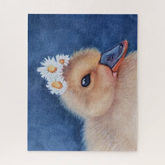 Schattige Baby Duck met White Daisies Legpuzzel (Verticaal)