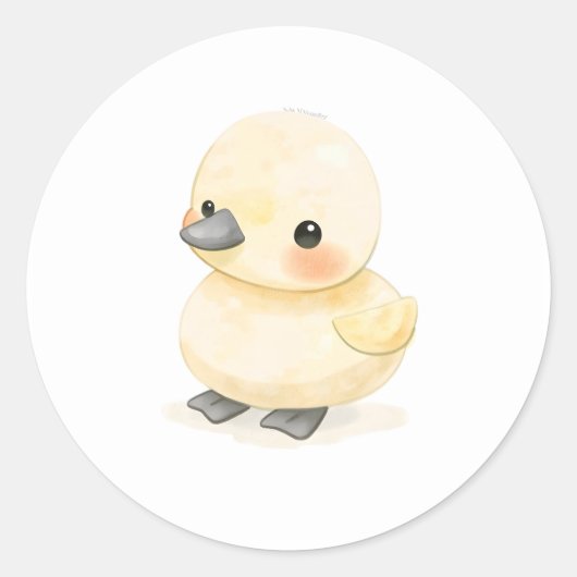 Schattige Baby Duckling Waterverf Print Sticker (Voorkant)