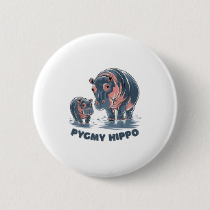 Schattige baby dwergnijlpaard Moo Deng Funny Zoo v Ronde Button 5,7 Cm