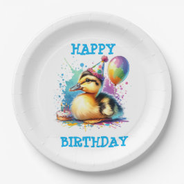 Schattige baby eend gelukkige verjaardag papieren bordje