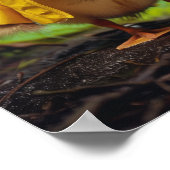Schattige Baby eend in Yellow Rain Poster (Hoek)