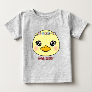 Schattige baby eend met bloemenkroon