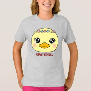 Schattige baby eend met bloemenkroon t-shirt