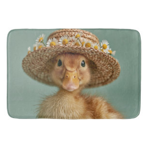 Schattige baby eend met strohoed badmat