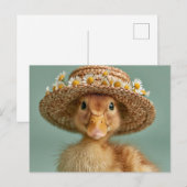 Schattige baby eend met strohoed briefkaart (Voorkant / Achterkant)