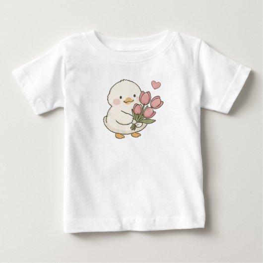Schattige Baby Eend met Tulpboeket Esthetiek (Voorkant)