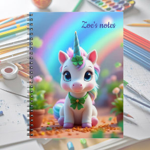 Schattige baby eenhoorn en regenboog, meisjes notitieboek