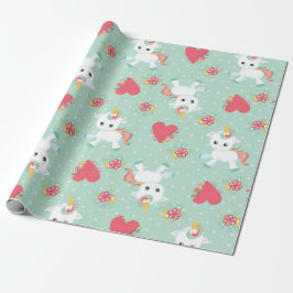 Schattige Baby Eenhoorn Stippenpatroon Verjaardag Cadeaupapier