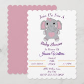Schattige Baby Elephant-Baby shower Uitnodiging (Voorkant / Achterkant)