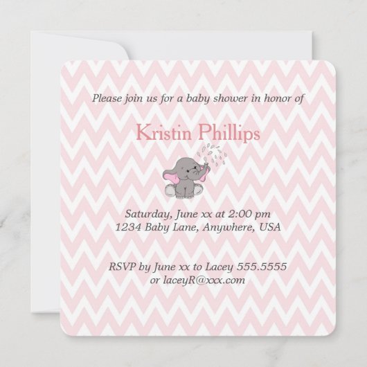 Schattige Baby Elephant-Baby shower Uitnodiging (Achterkant)